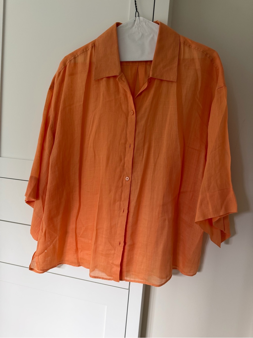 Massimo Dutti Oversized Button-Down Shirt in Orange